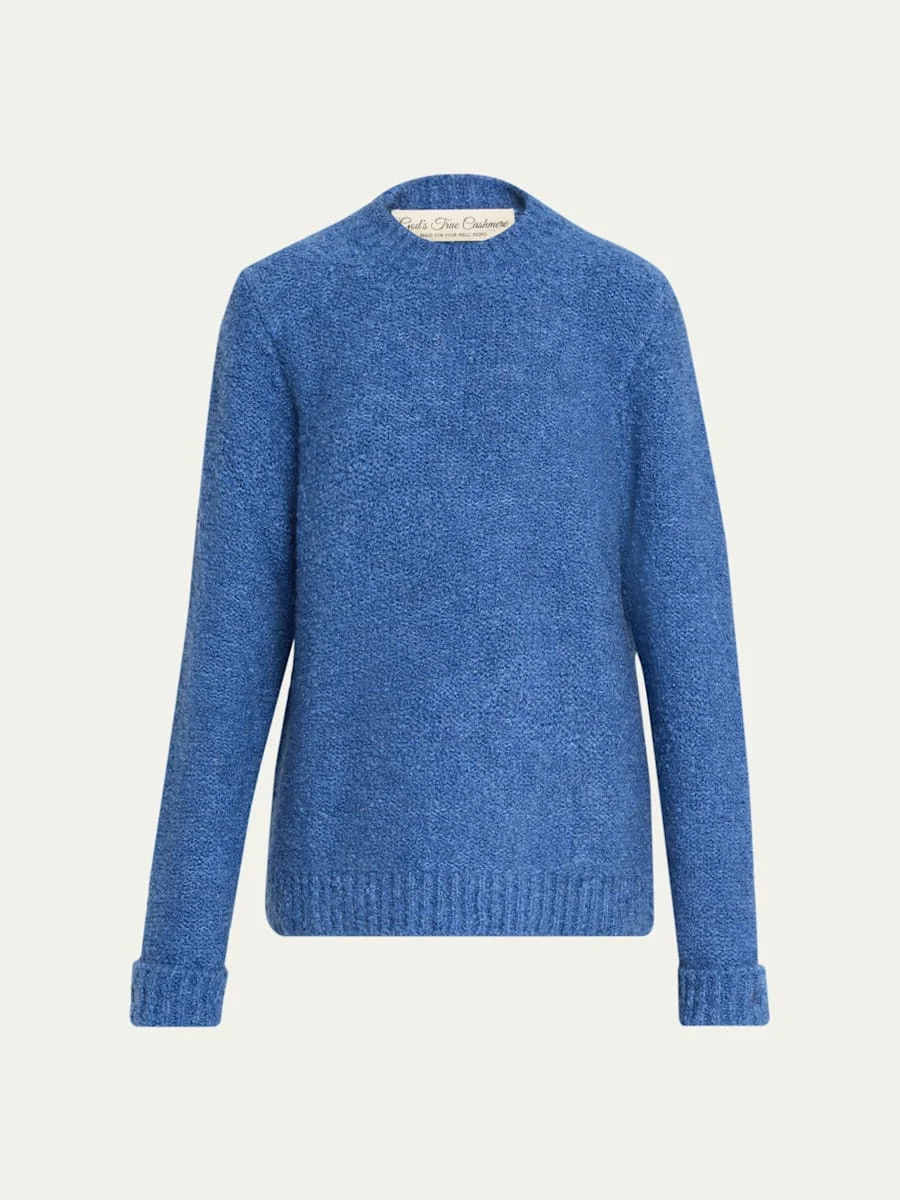 Cashmere Boucle Knit Crewneck Sweater - 1