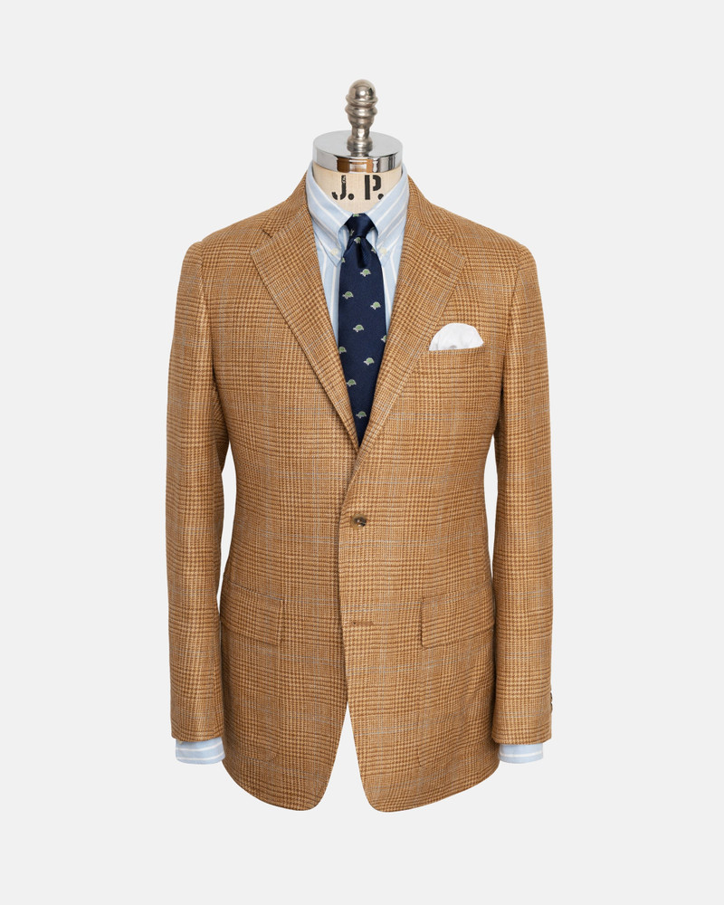 MADE-IN-USA LIGHT BROWN PRINCE OF WALES SPORT COAT 1