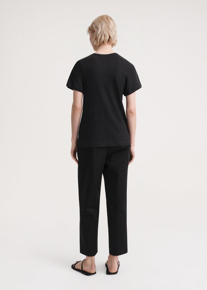 Curved seam linen tee black - 4