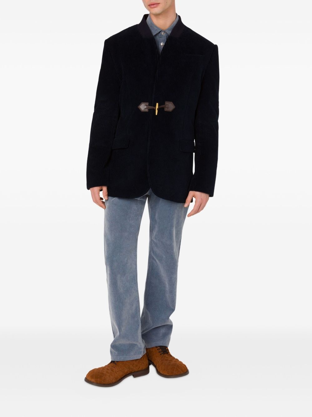 corduroy toggle-fastening blazer - 2