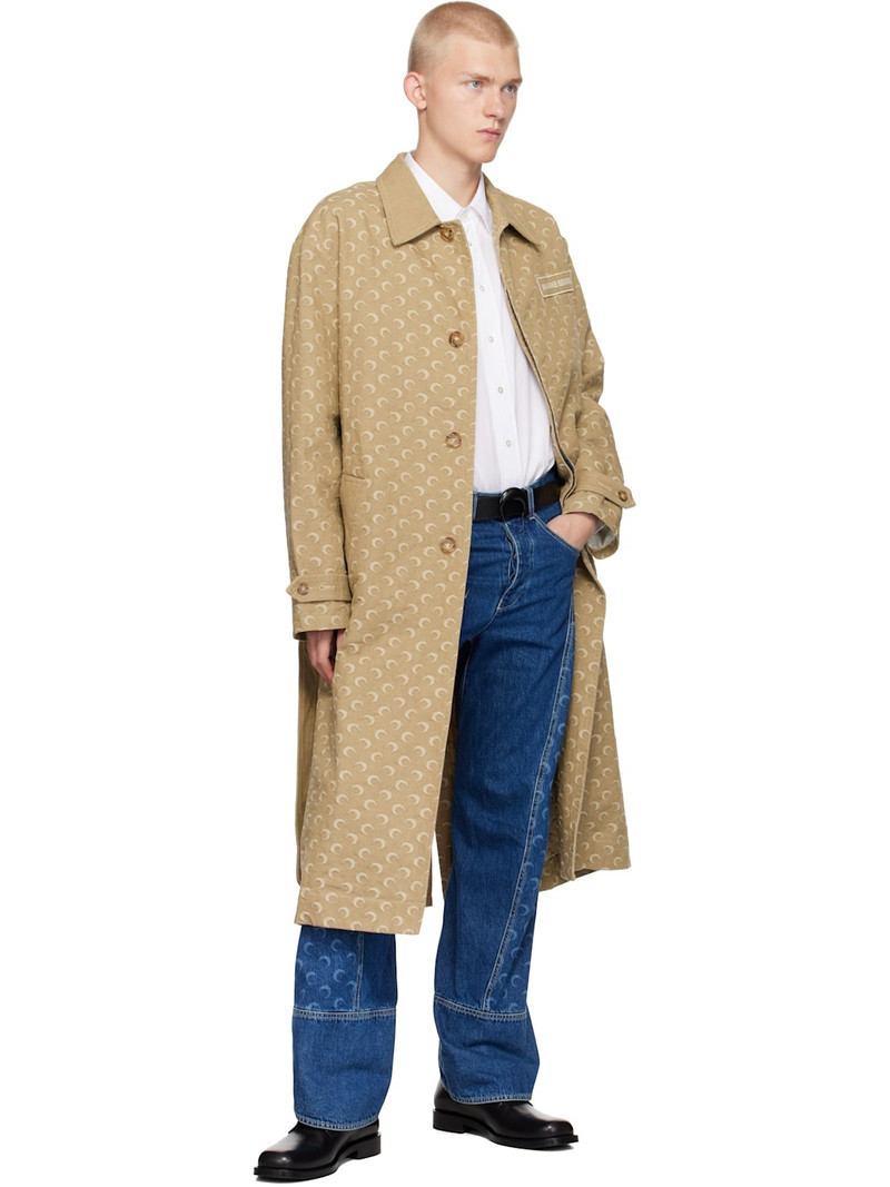 Marine Serre Beige Moon Jacquard Twill Trench Coat outlook