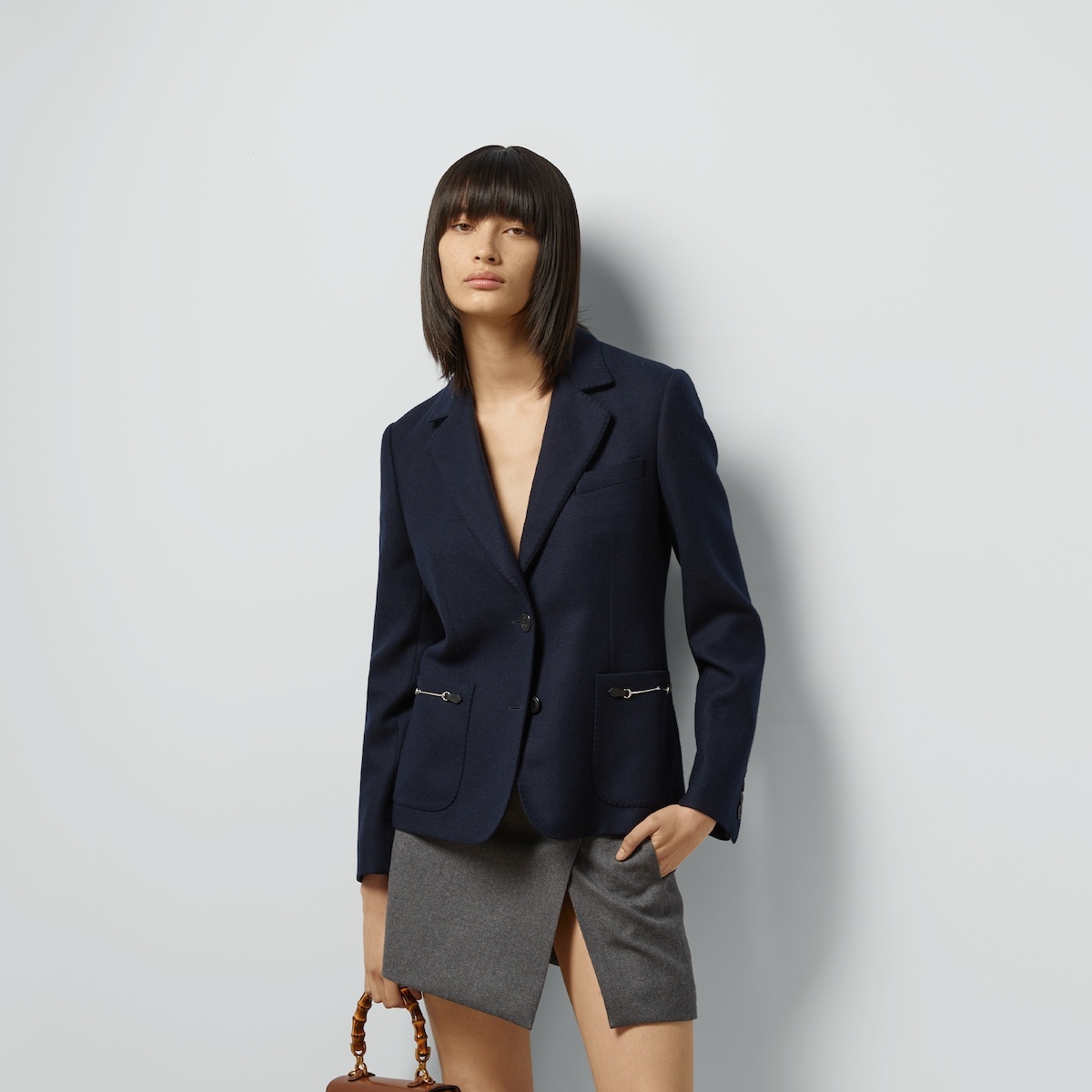 Cashmere twill jacket with Horsebit - 5