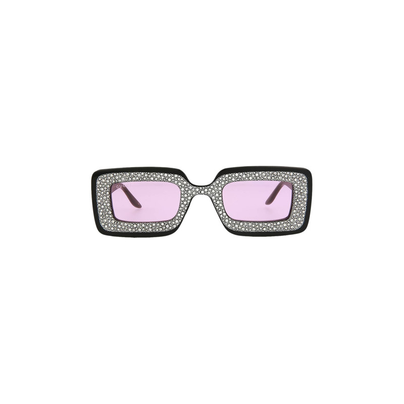 Gucci Rectangular Frame Sunglasses 'Black/Pink' - 1