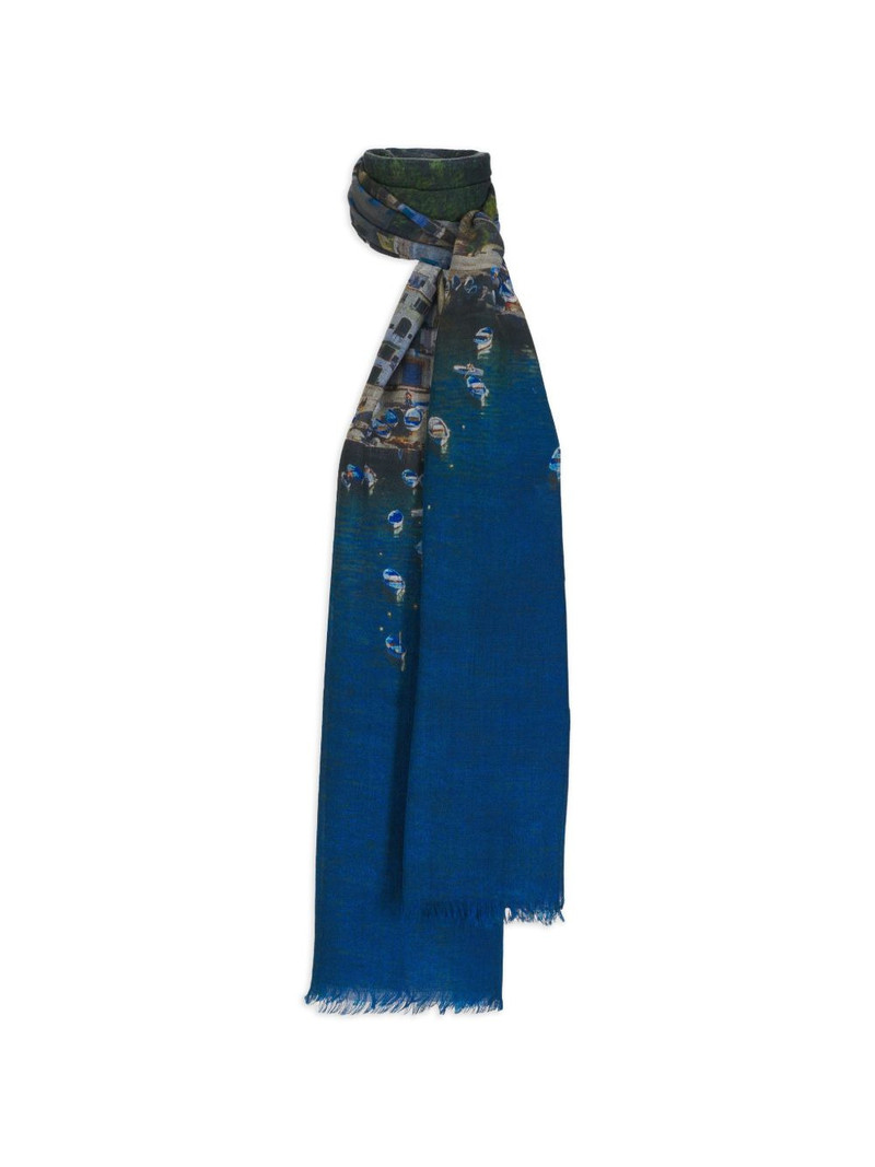 boat print fringed scarf 1