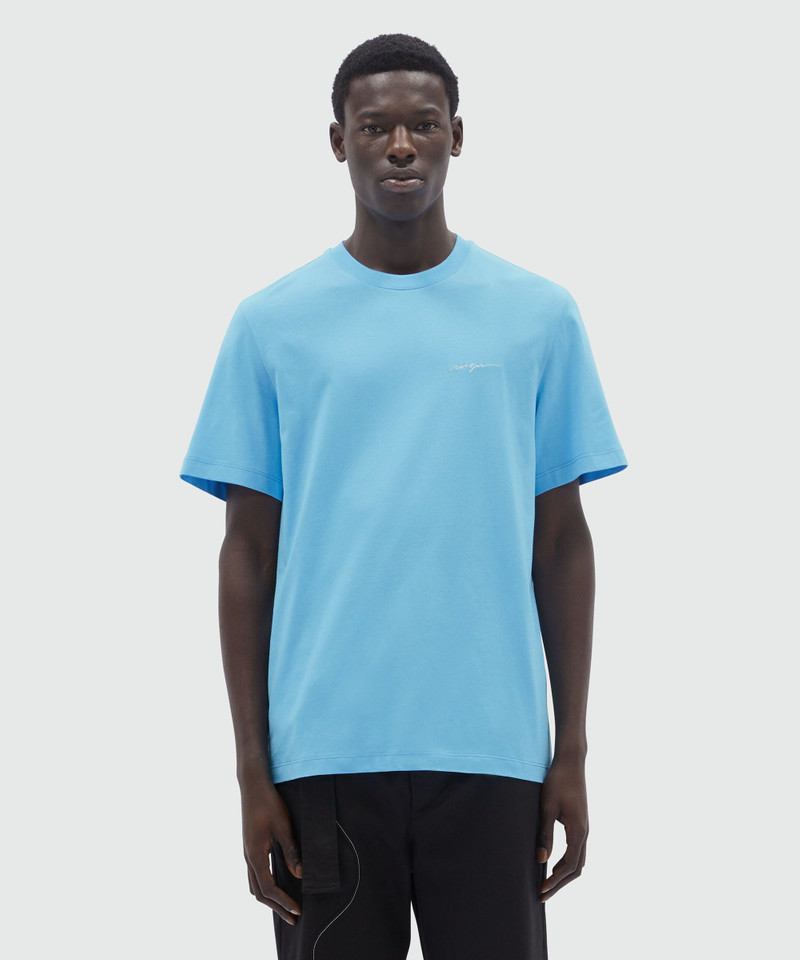 MSGM Light blue jersey T-Shirt and embroidered logo outlook