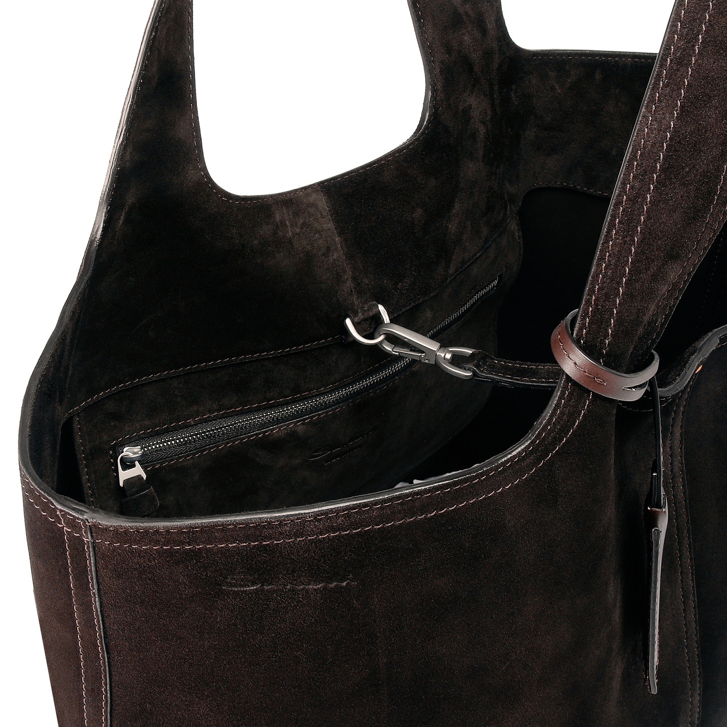 Dark brown suede shoulder bag - 4