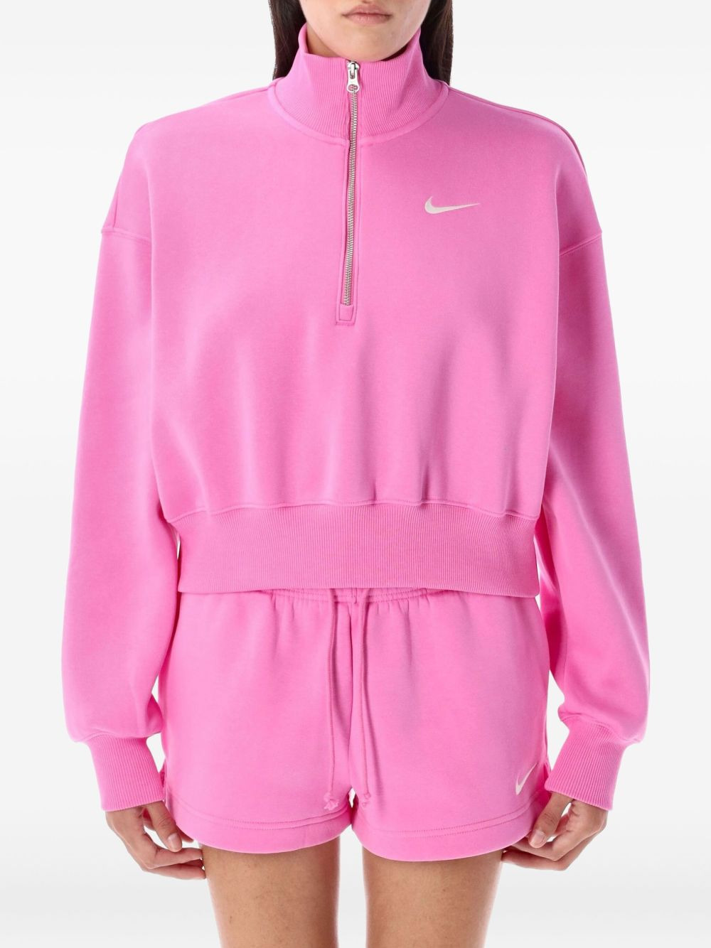 half-zip cropped sweatshirt - 1