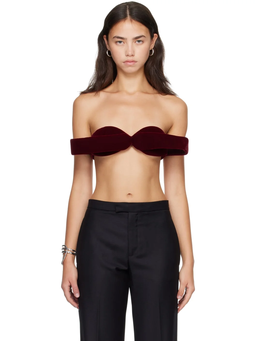 Burgundy Bow Bra - 1