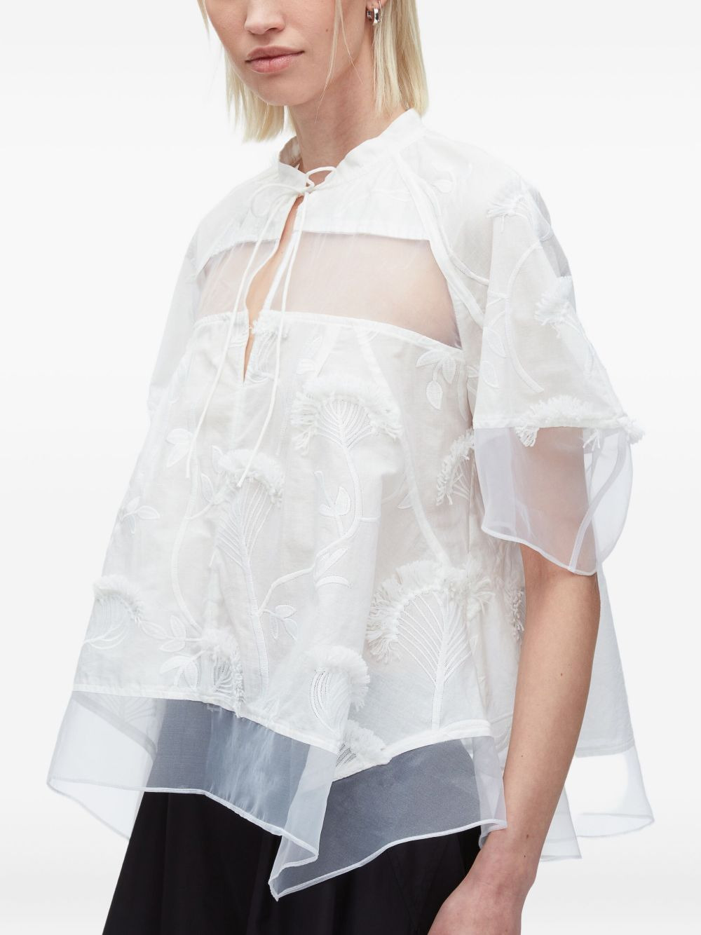 floral-embroidered layered blouse - 4