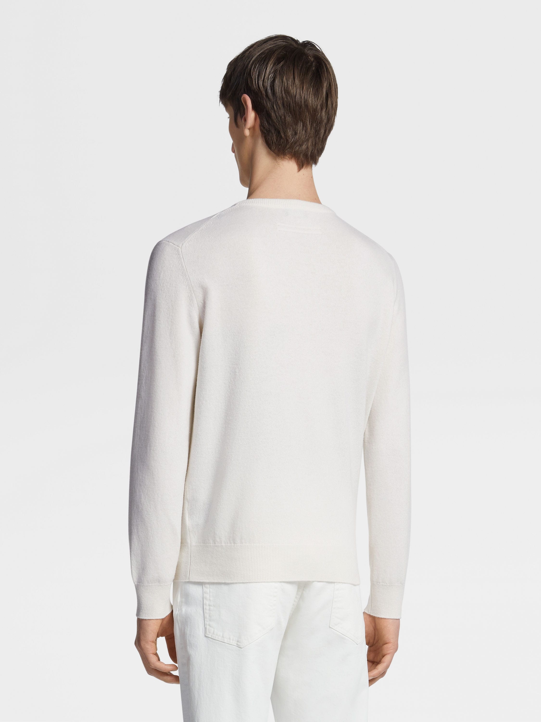 WHITE OASI CASHMERE CREWNECK - 3
