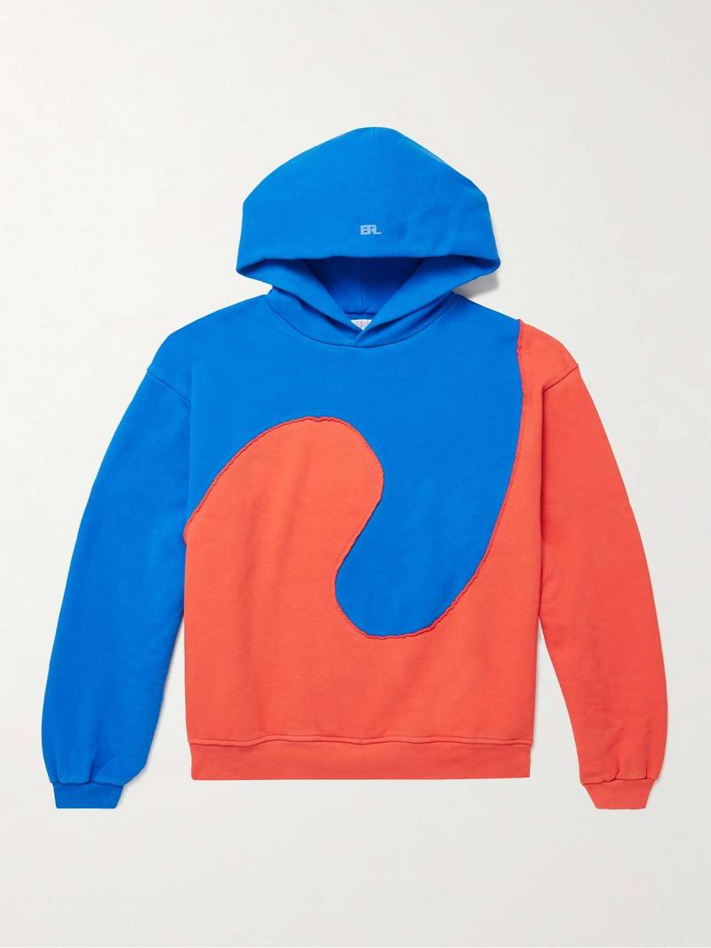 Two-Tone Panelled Cotton-Blend Jersey Hoodie 1
