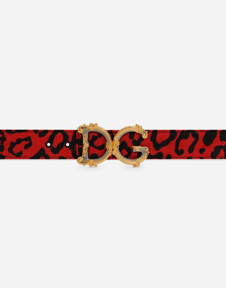 Leopard-print brocade belt with baroque DG logo - 3