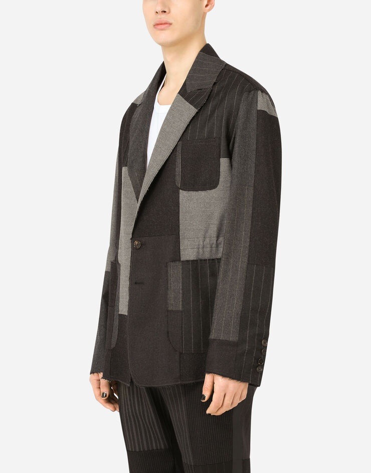 Deconstructed stretch wool patchwork jacket - 4