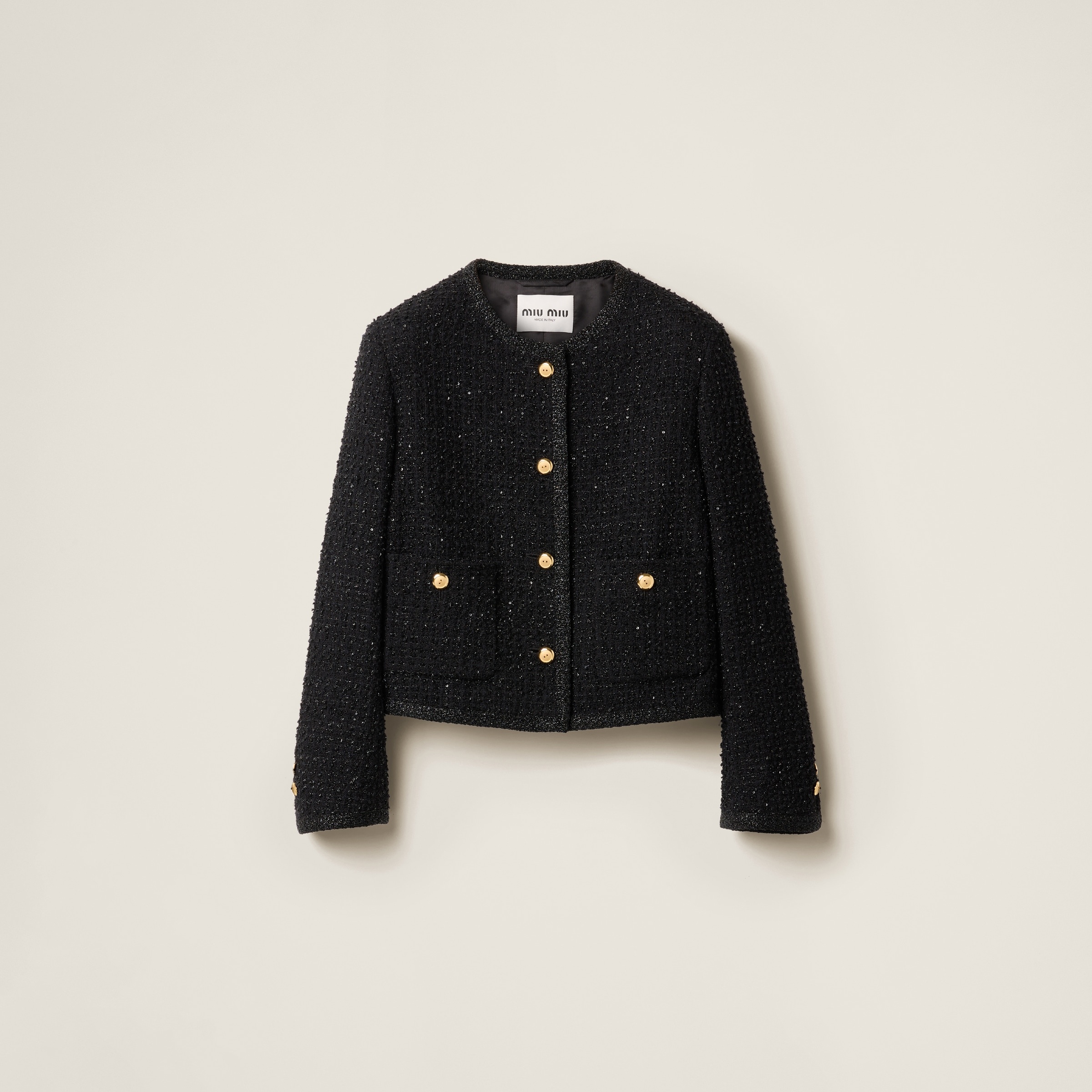 Single-breasted lamé bouclé jacket - 1