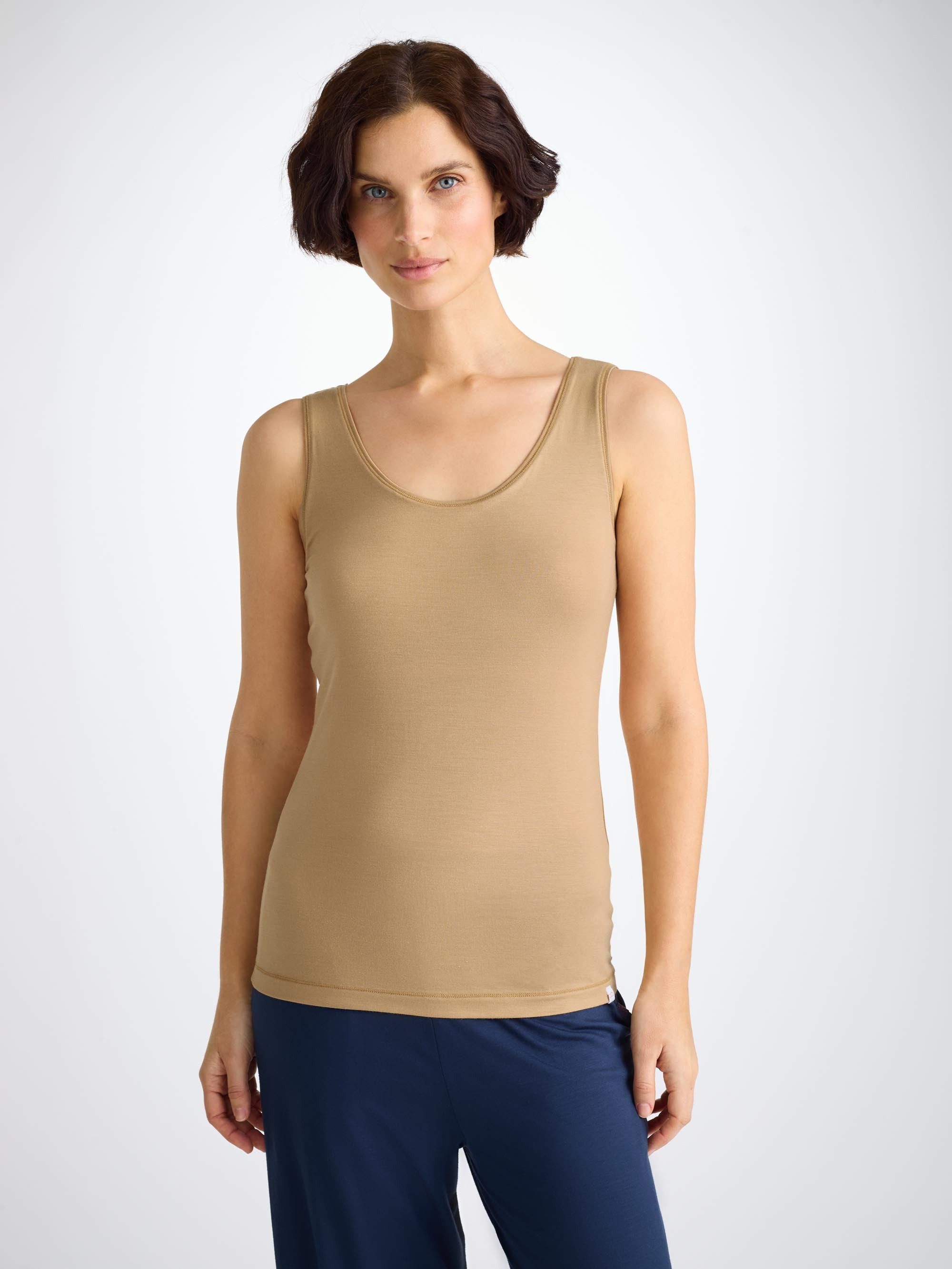 Women's Support Vest Lara Micro Modal Stretch Camel - 2