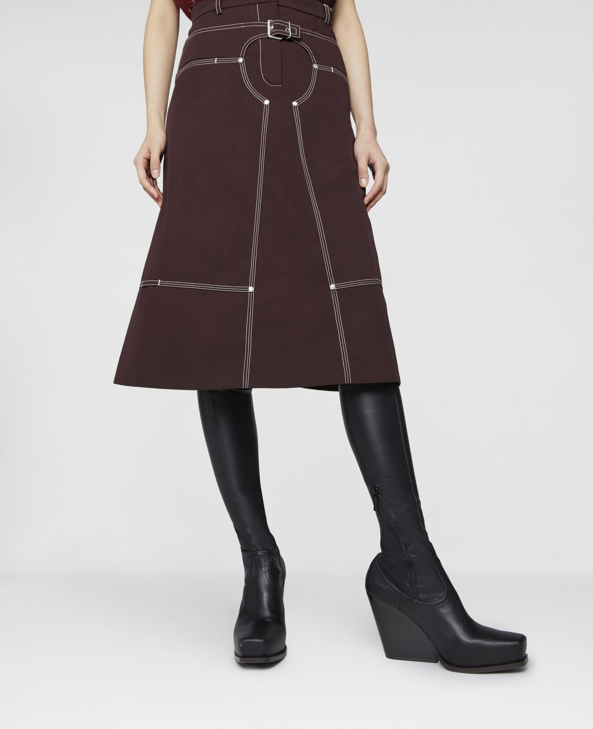 Cotton Twill A-Line Midi Skirt - 4