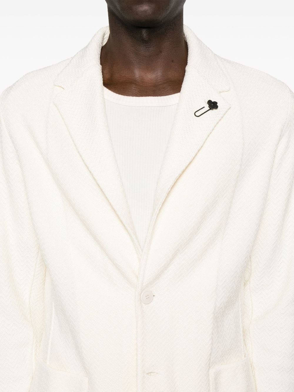 chevron-knit single-breasted blazer - 5