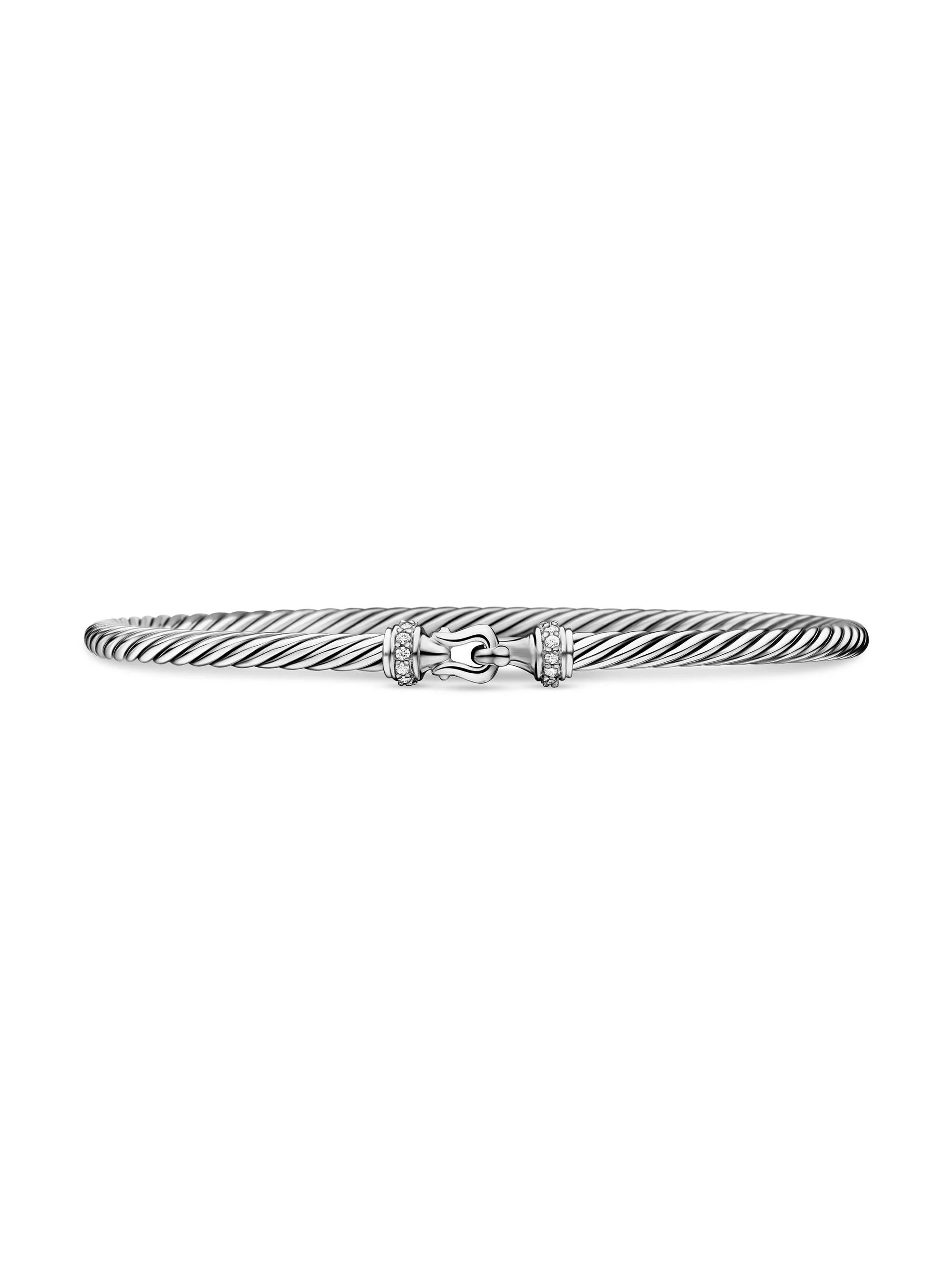Women's Cable Buckle Bracelet with Diamonds/3mm - Diamond - 1