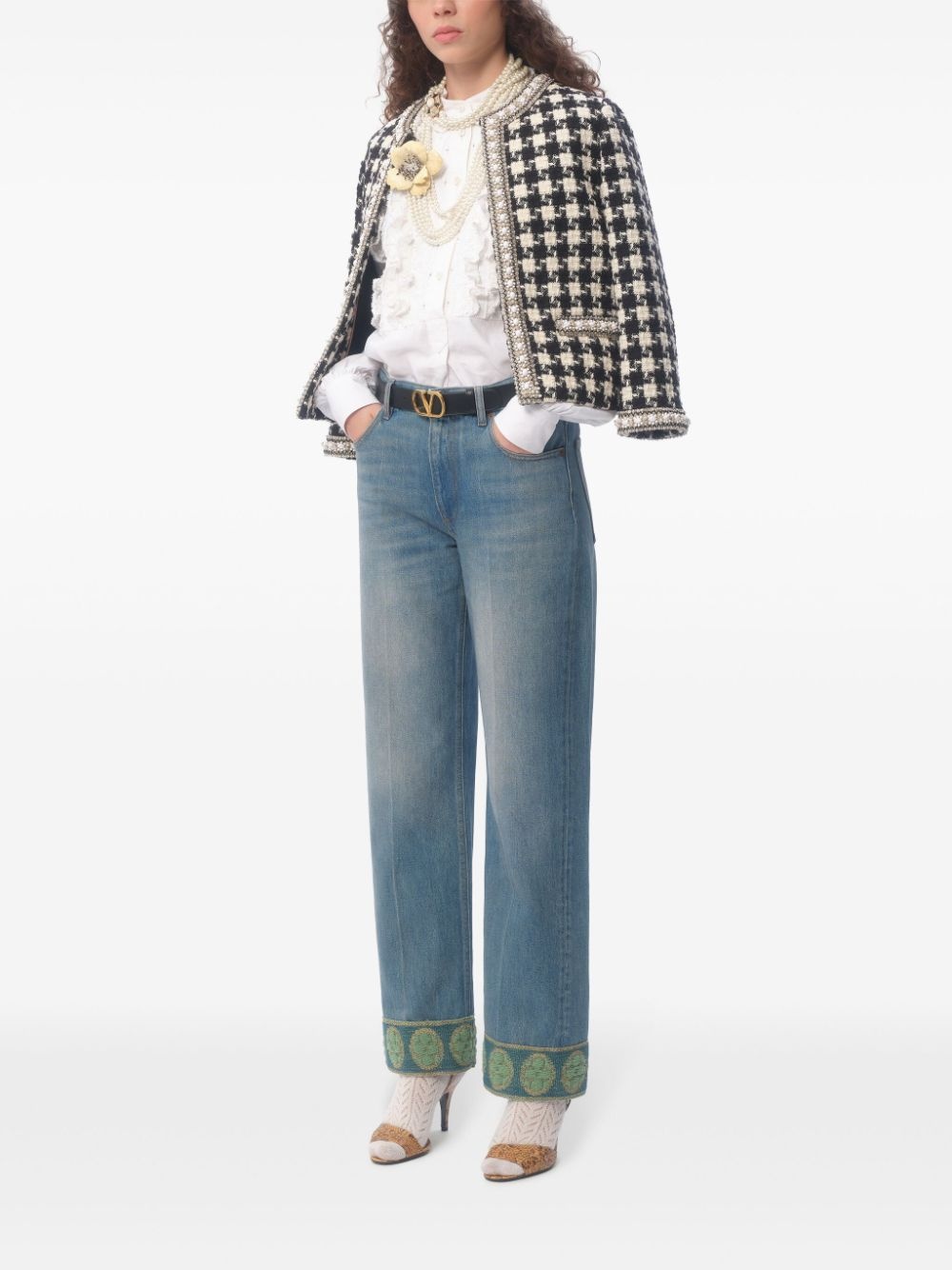 jacquard-trim jeans - 2