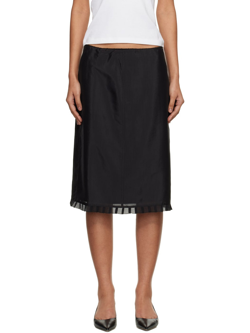 Black H-Line Laced Midi Skirt 1
