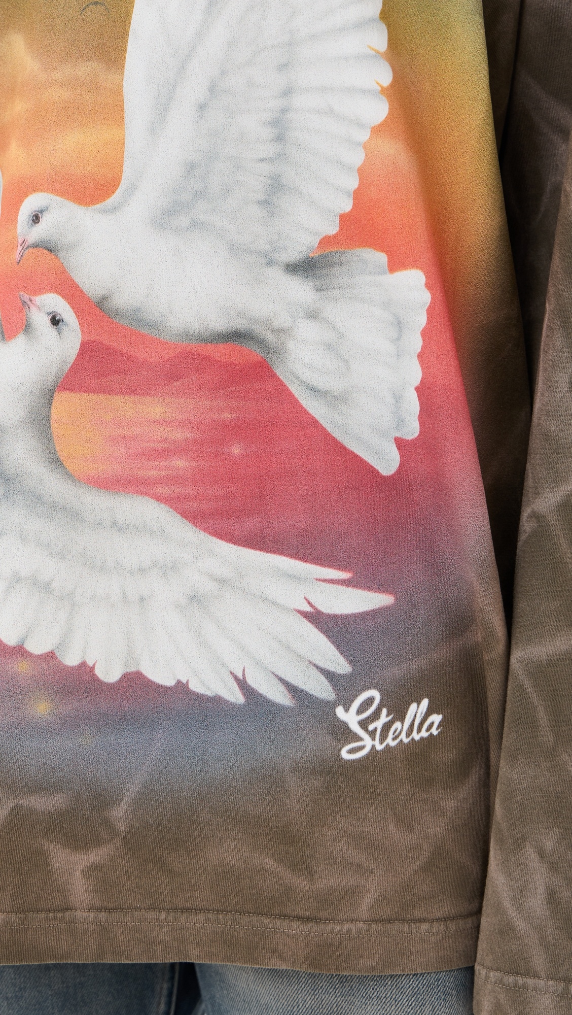Bird Print Long Sleeve T Shirt - 5