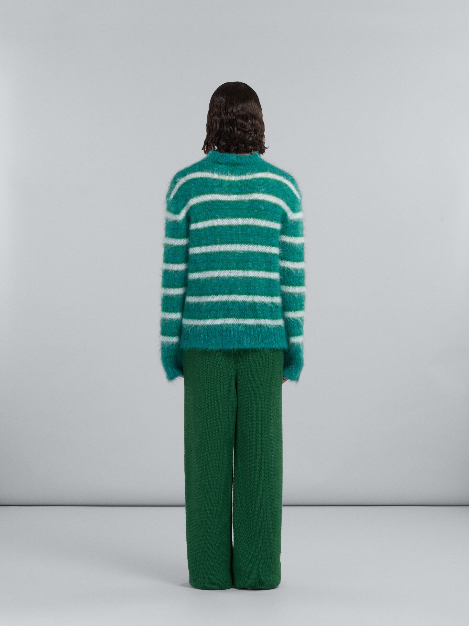WIDE TROUSERS IN GREEN WOOL - 3