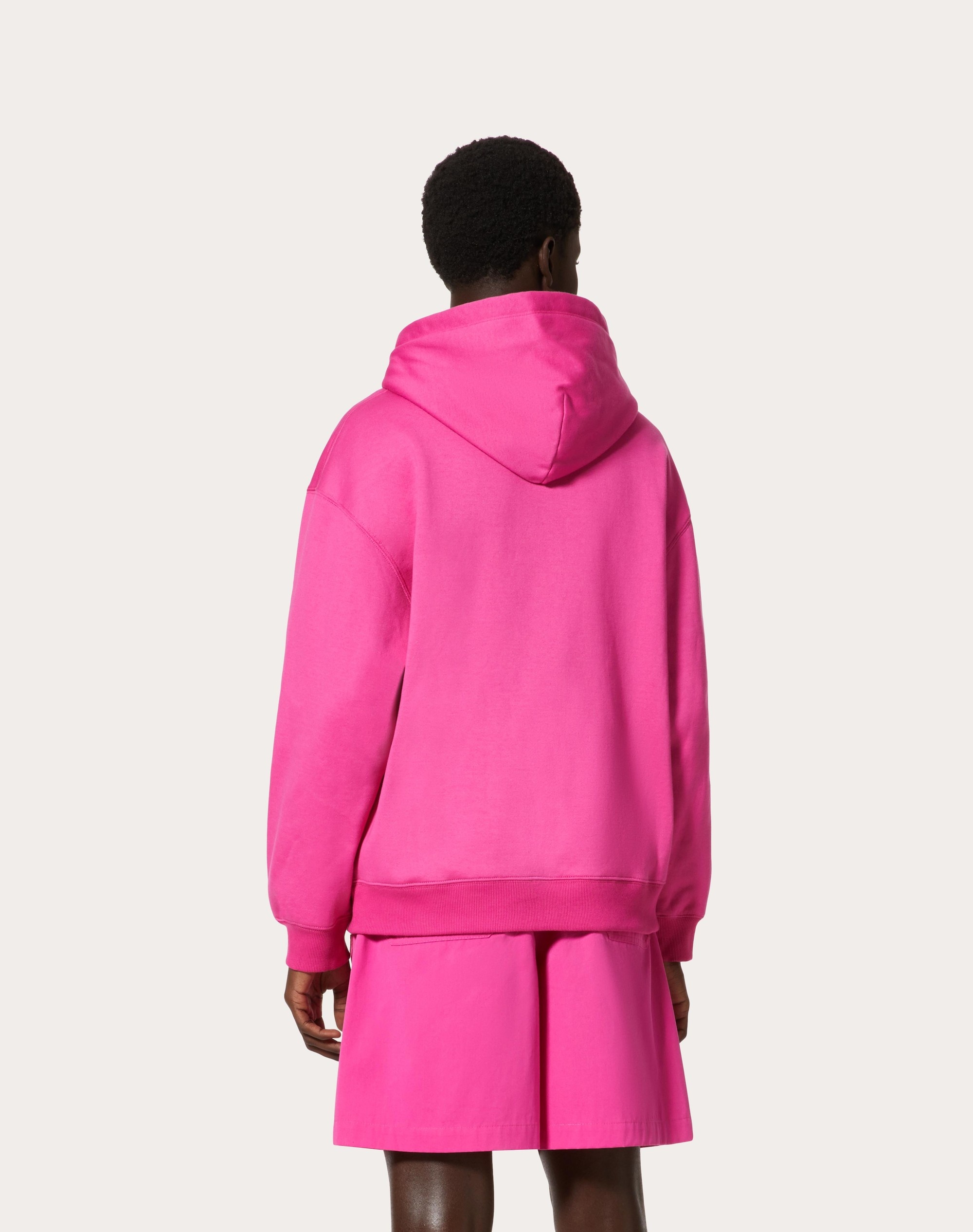COTTON HOODED SWEATSHIRT WITH VLTN PRINT - 4