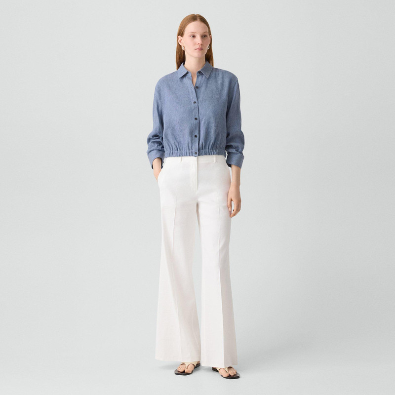 Theory Cropped Shirt in Fluid Linen outlook