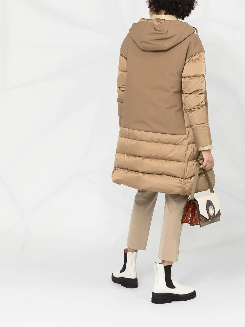 contrast panel padded coat - 4