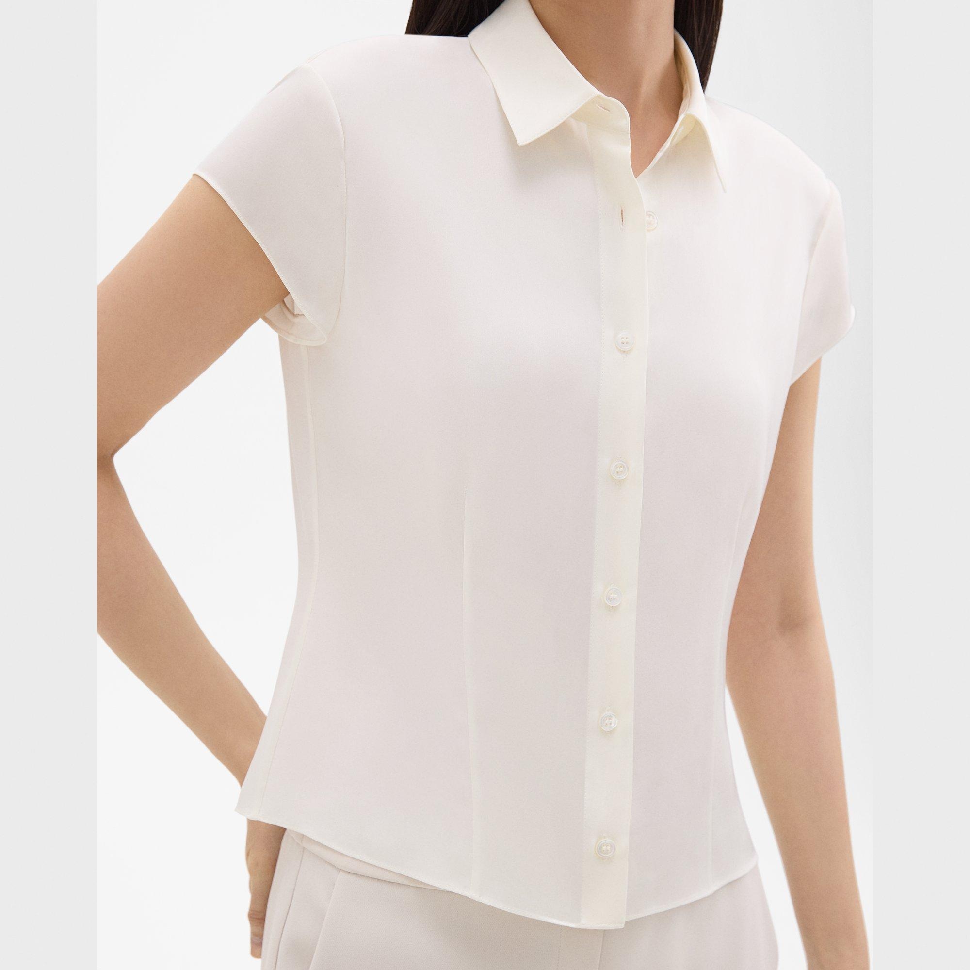 Cap Sleeve Shirt in Silk Georgette - 5