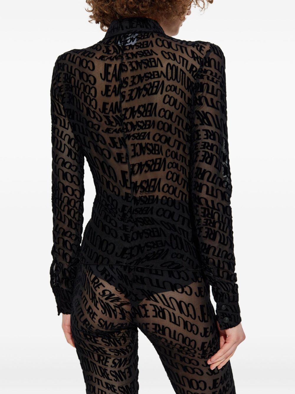 logo-lettering sheer shirt - 4