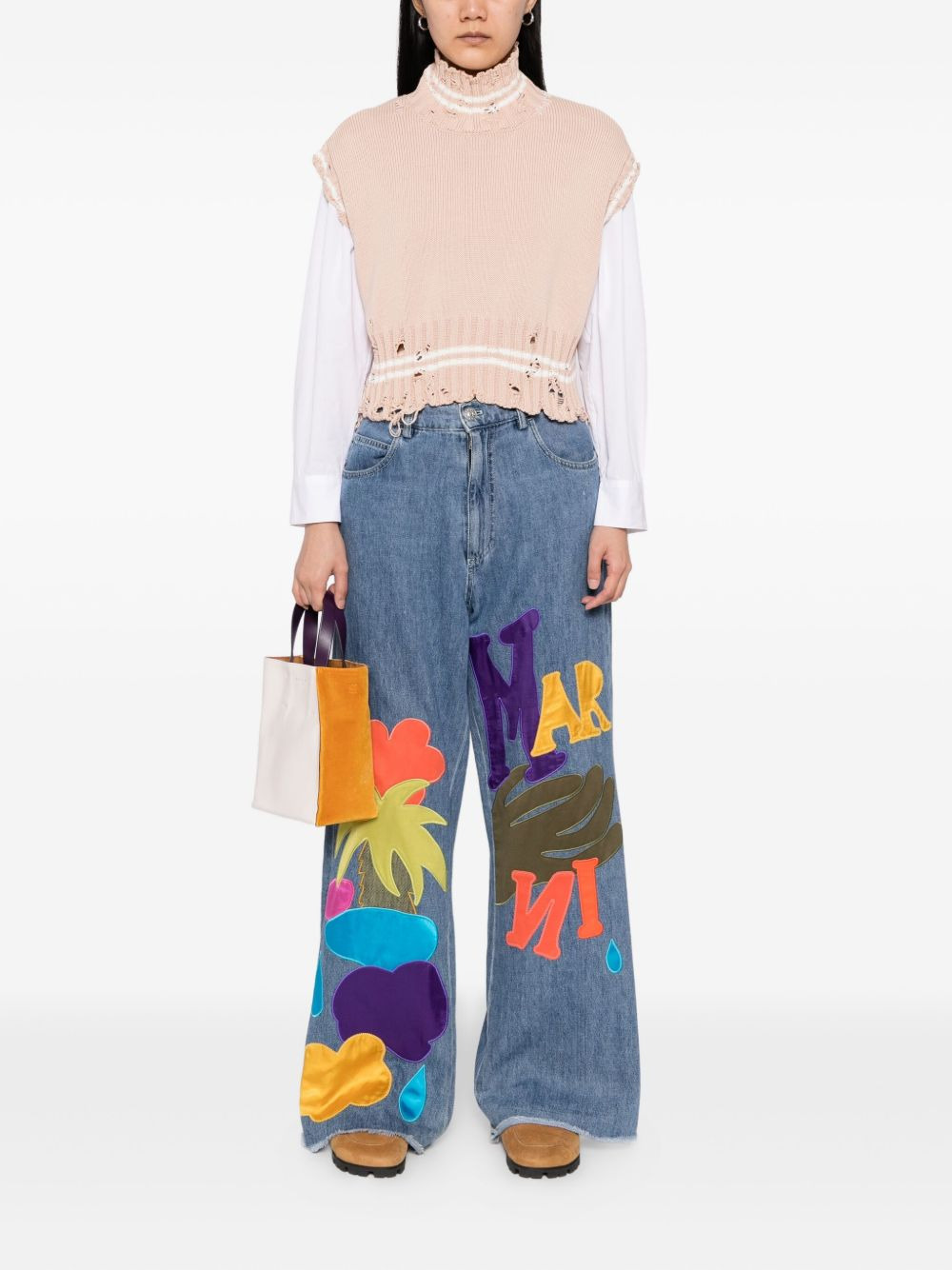 cotton cropped vest - 2