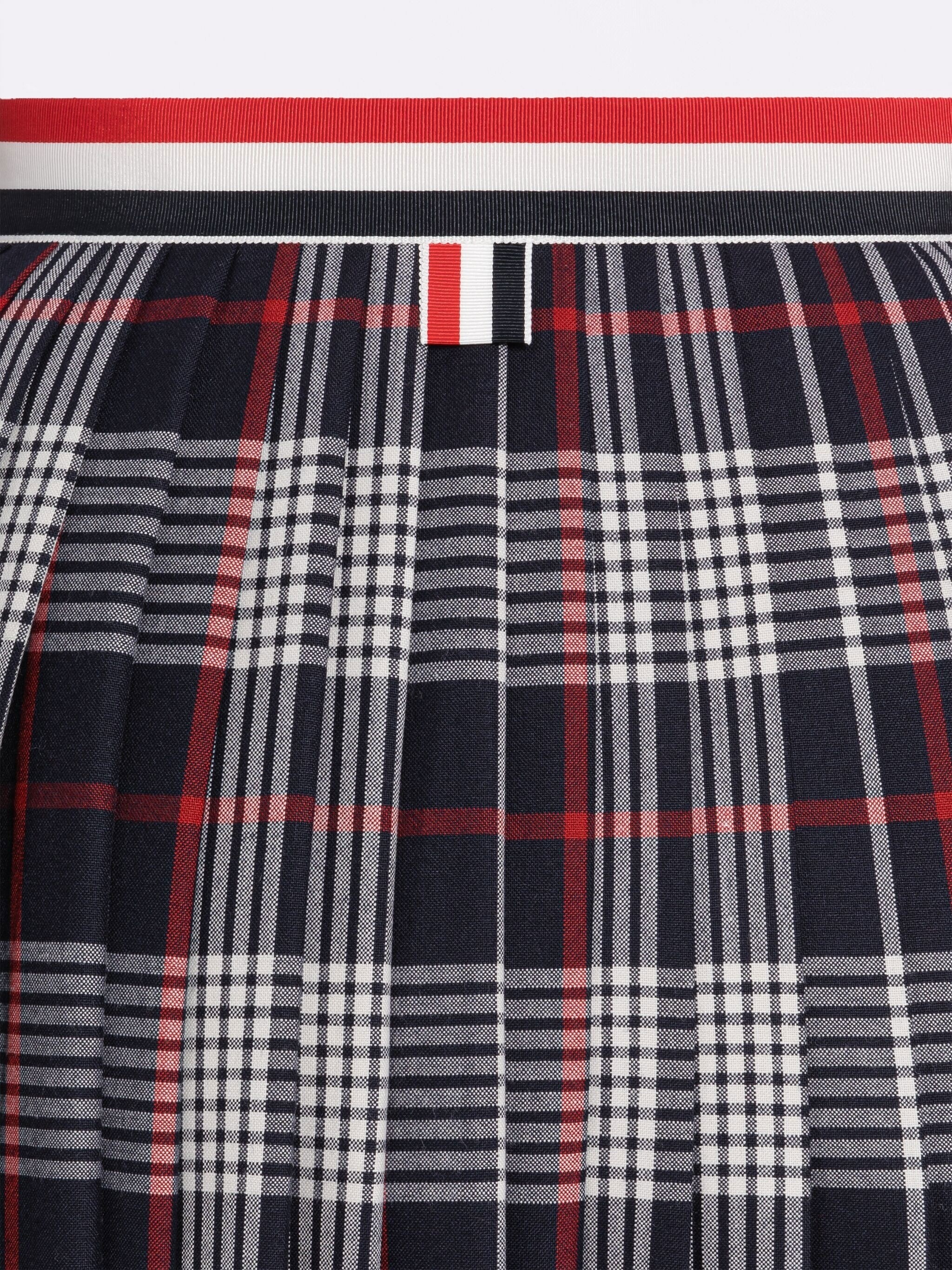 Hairline Check Calf Length Pleated Skirt - 6