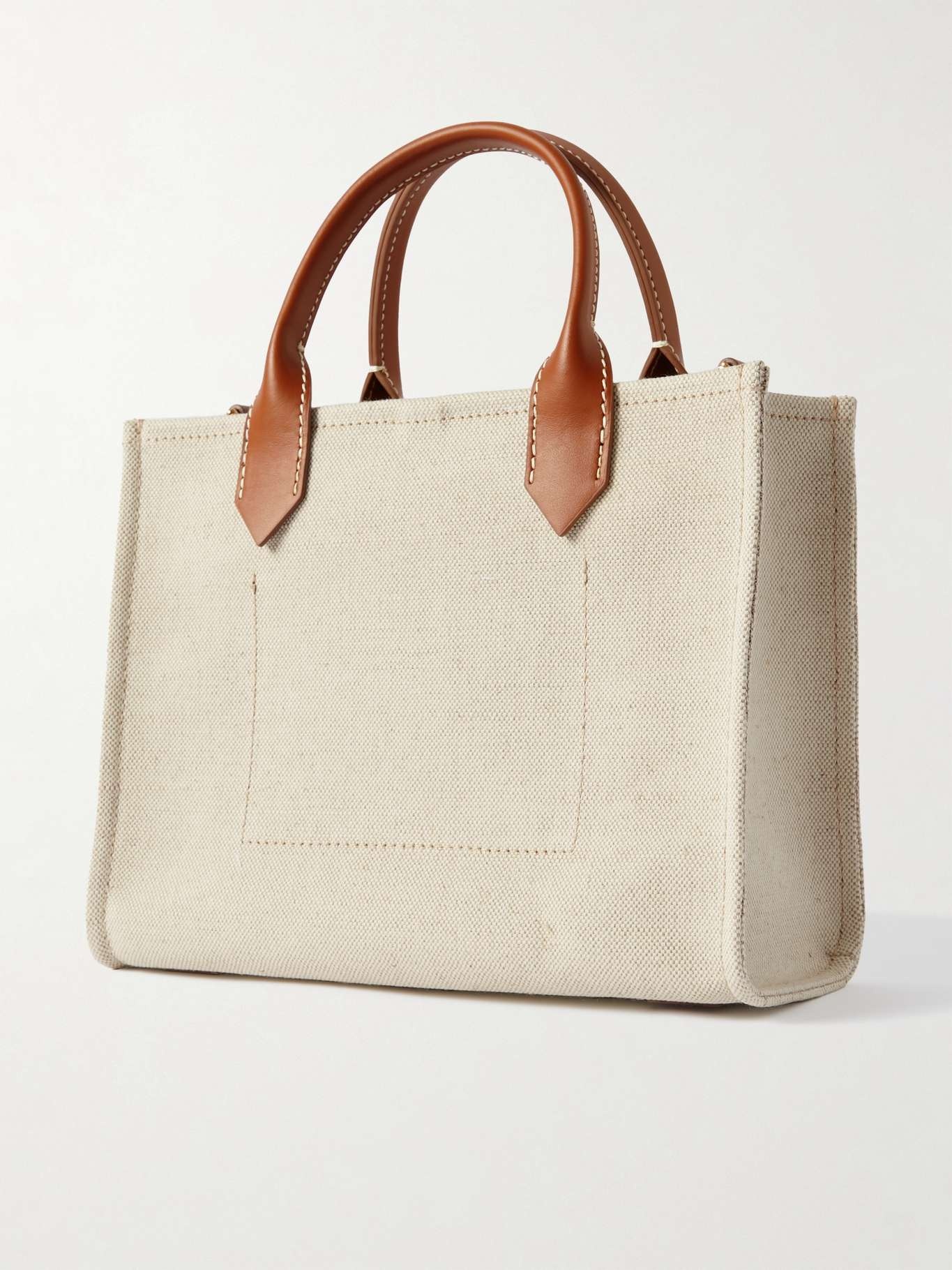 B-Army small leather-trimmed cotton and linen-blend canvas tote - 3