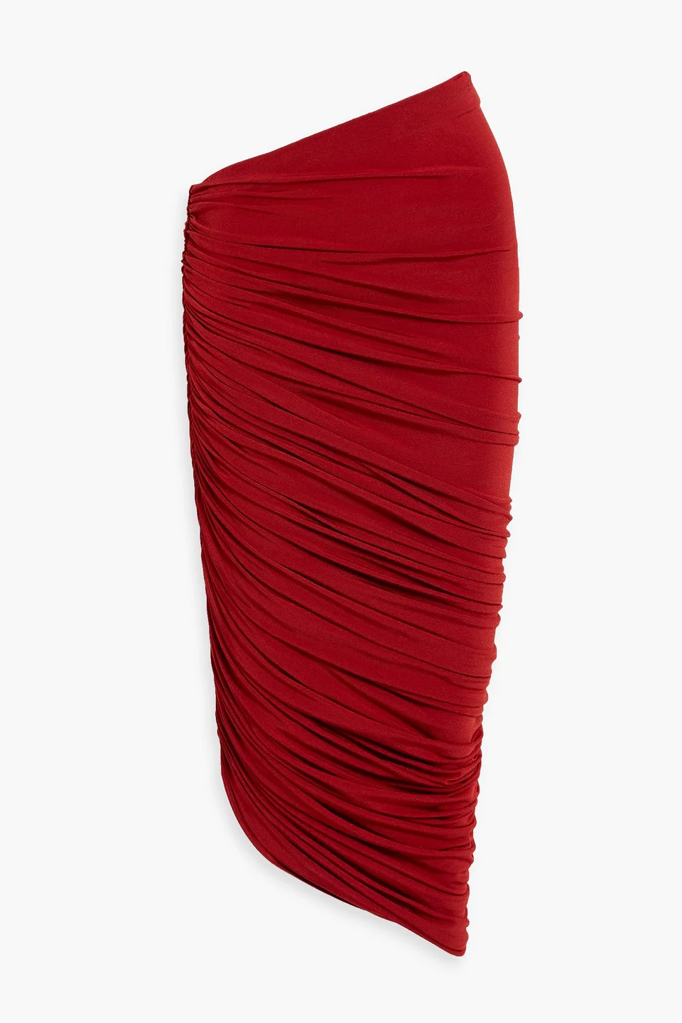 Asymmetric ruched jersey midi skirt - 1