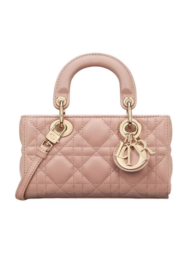 Lady D Joy Cannage Lambskin Micro Tote Bag Powder Pink - 1