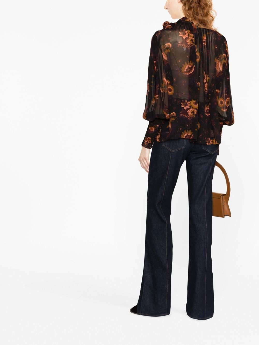 floral-print silk blouse - 3