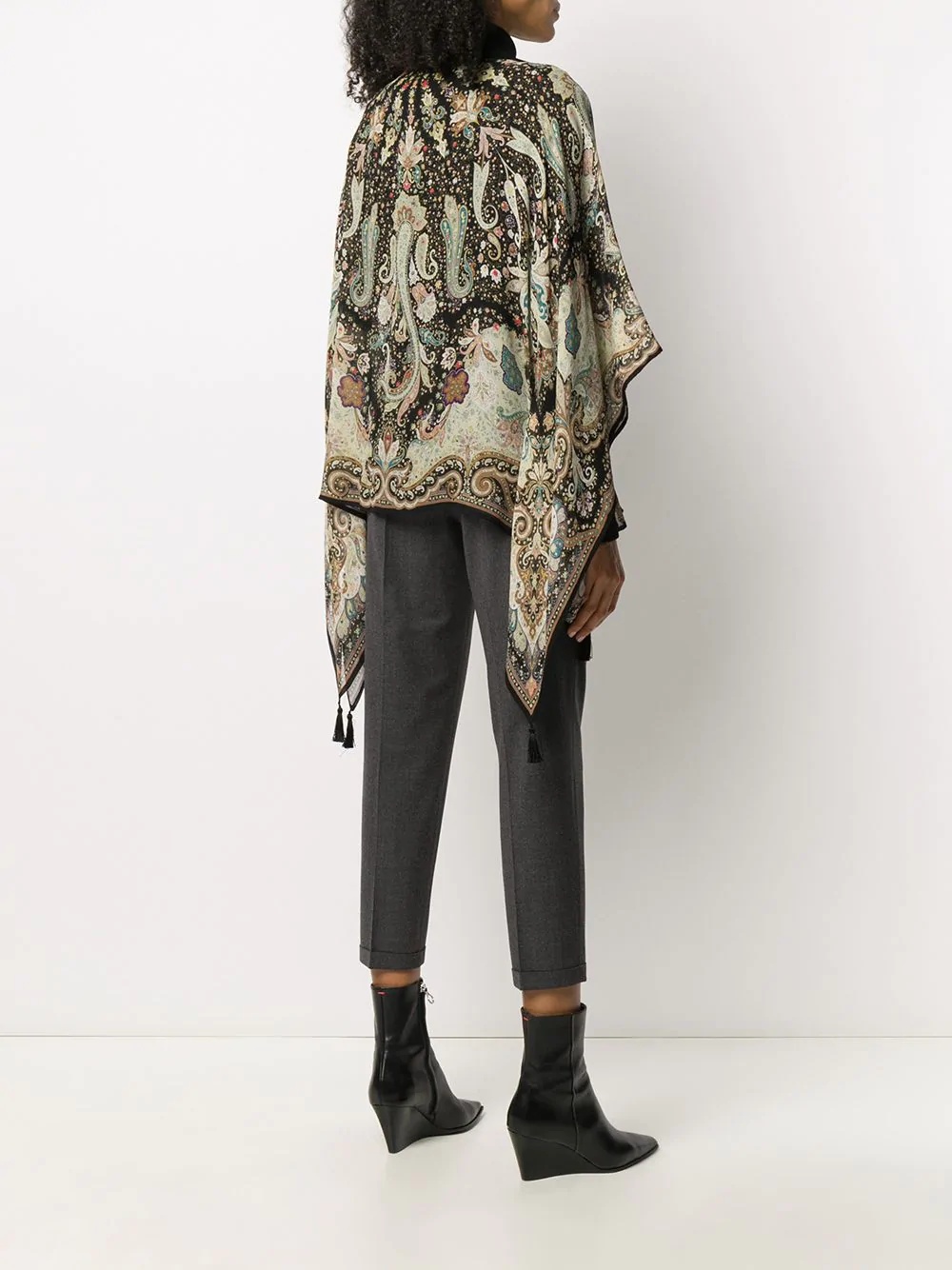 paisley print poncho - 4