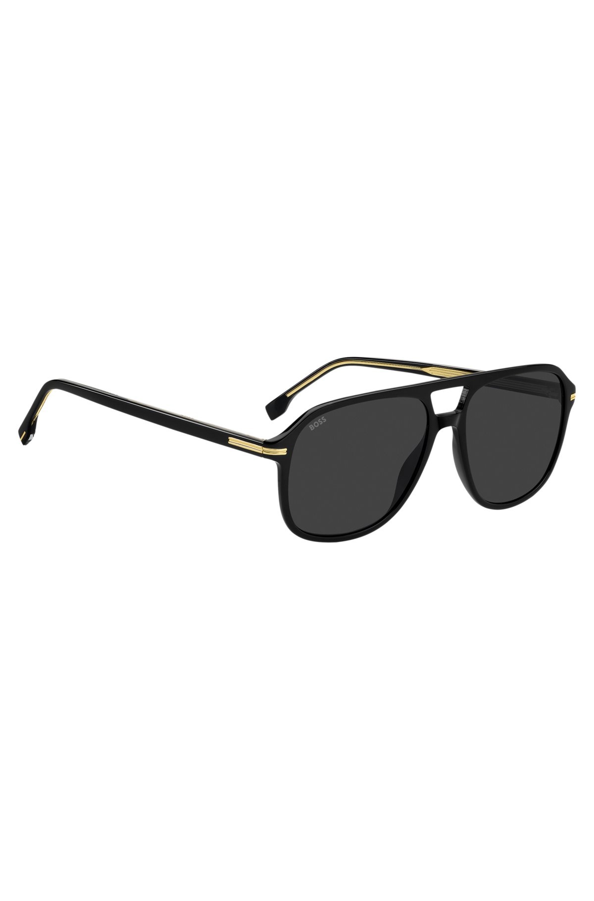 BLACK-ACETATE SUNGLASSES WITH GOLD-TONE TRIMS - 4