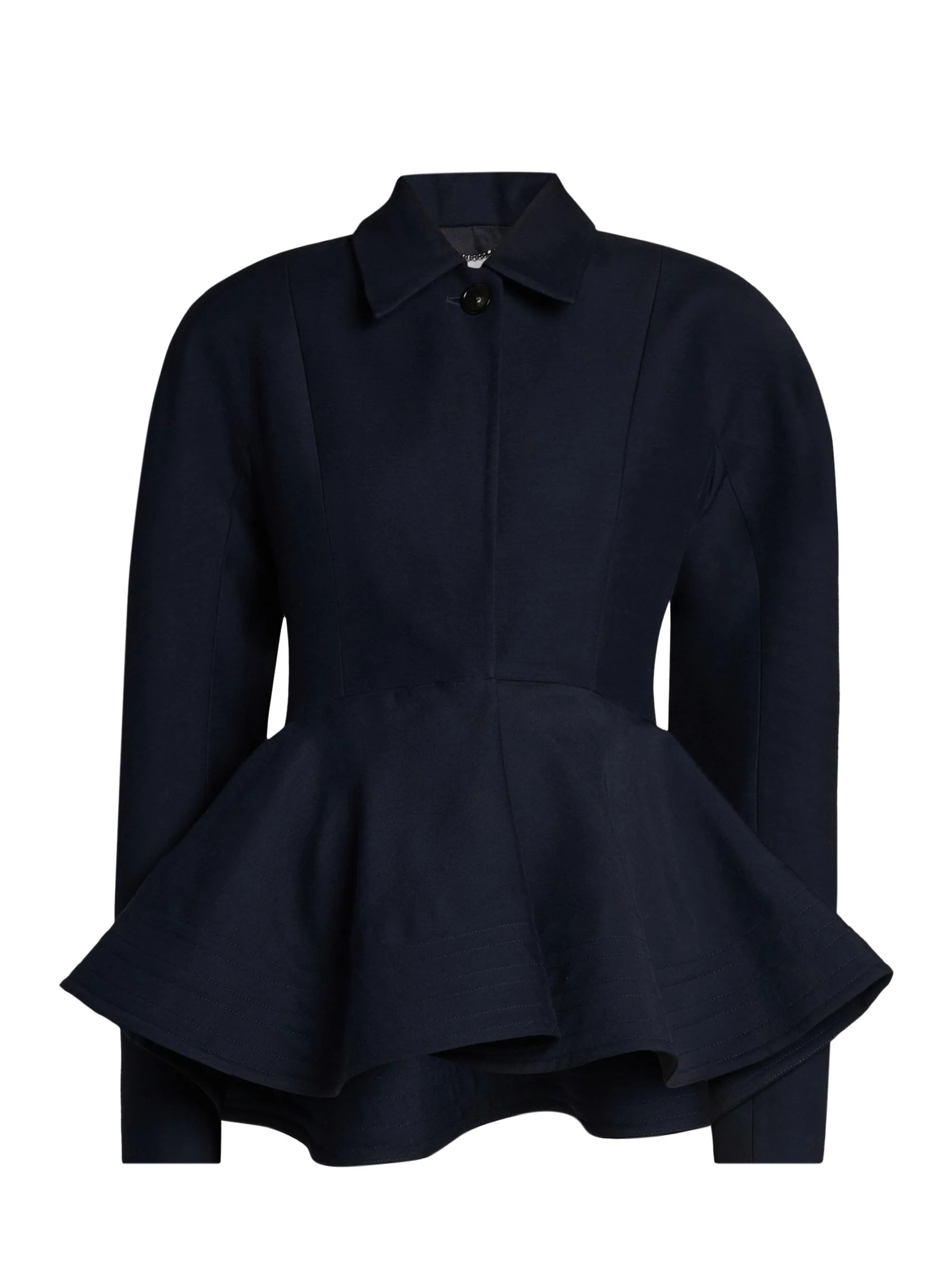 Women's Wool-Blend Peplum Jacket - Navy - 1