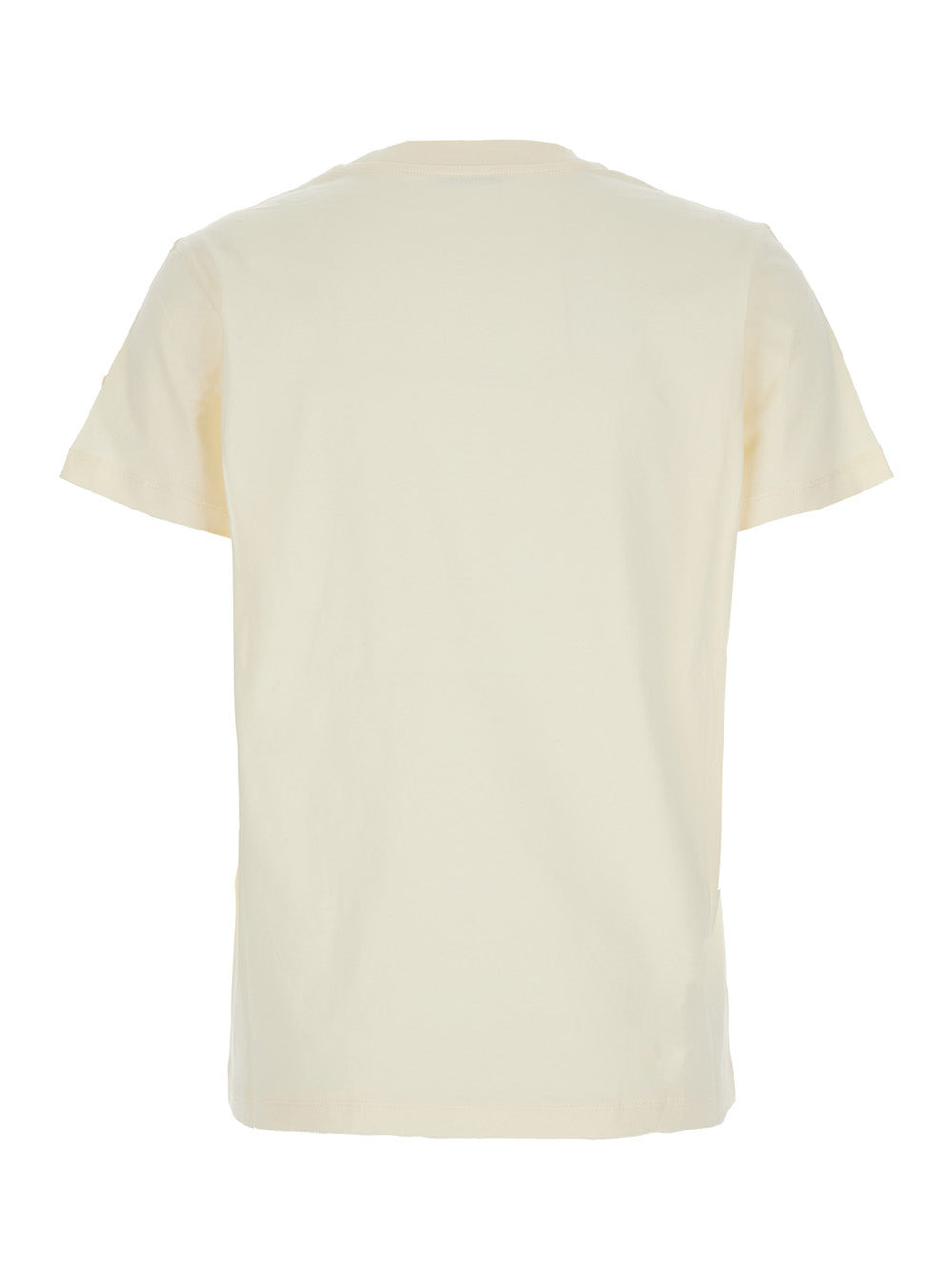 Moncler Women White Crewneck T-Shirt With Tonal Logo Lettering Embroidery On The Front And Logo Patc - 2