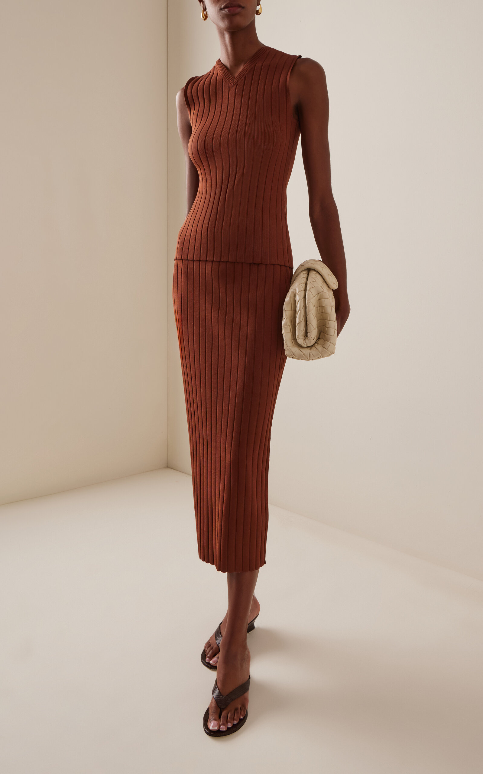 Ribbed Knit Sweater Vest brown - 3