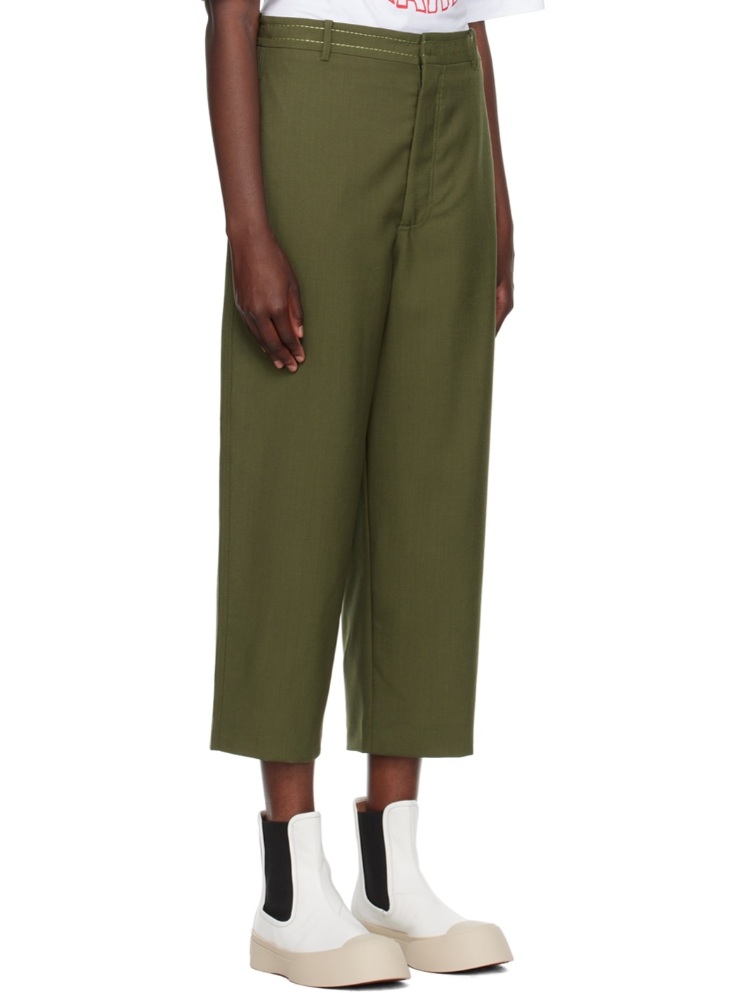 Green Cropped Trousers - 2