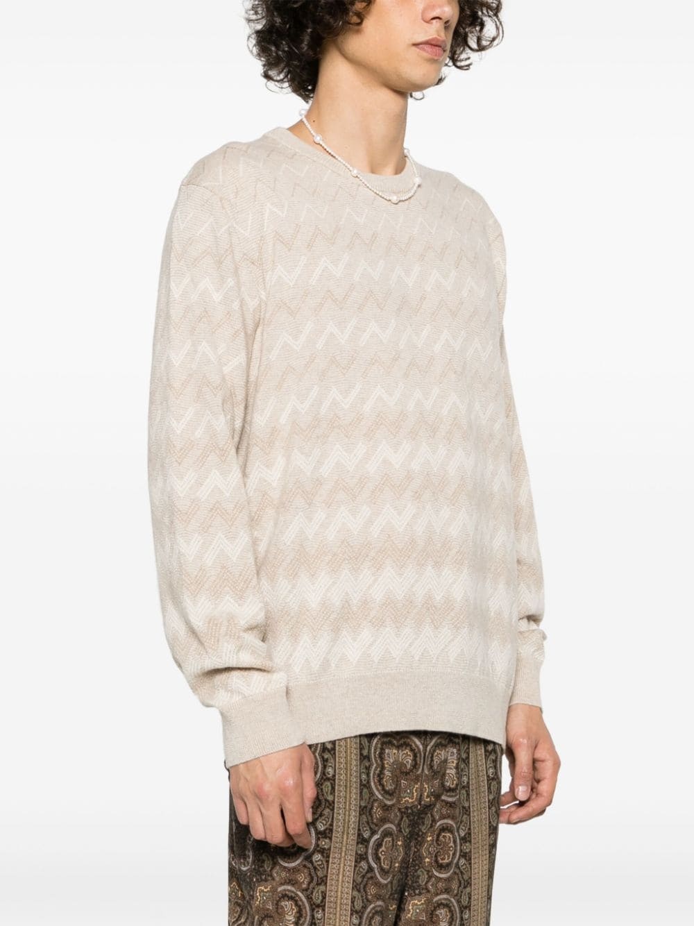 zigzag-pattern cashmere jumper - 3