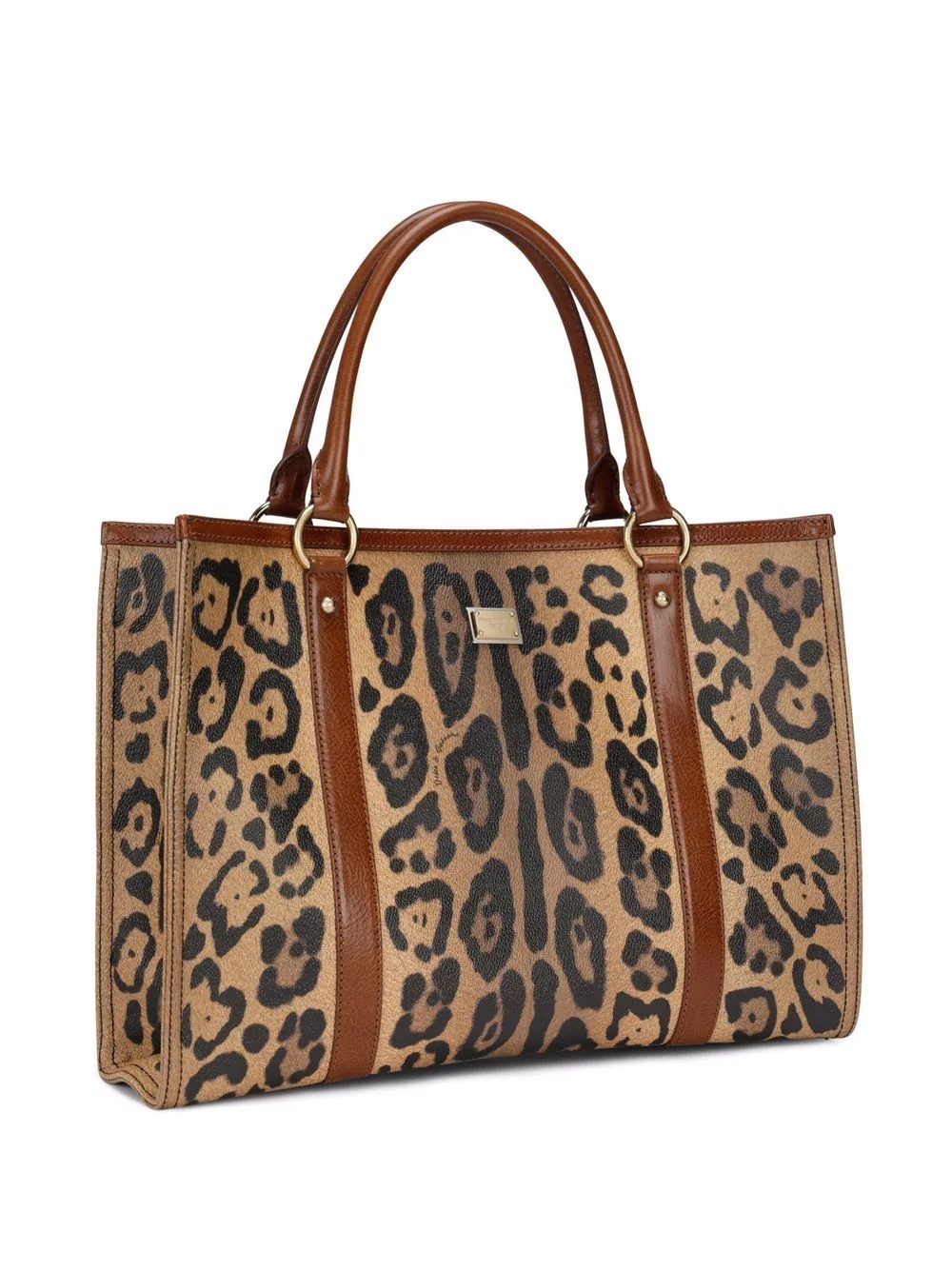 leopard-print leather tote bag - 4
