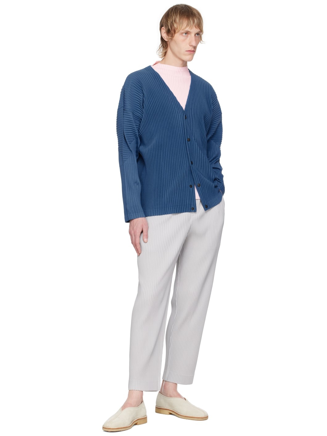 Blue Pleated Cardigan - 4