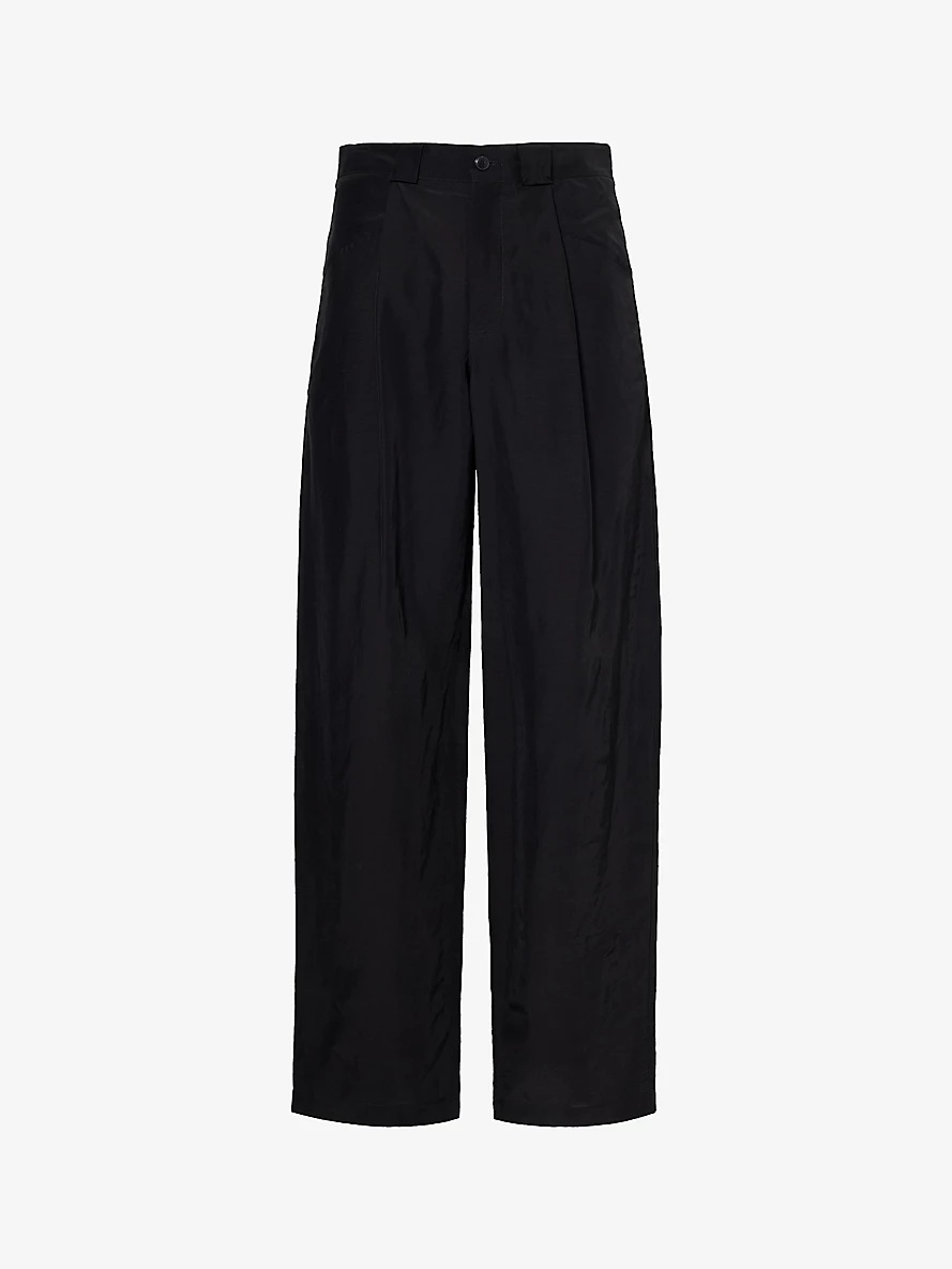 Relaxed-fit straight-leg woven-blend trousers - 1