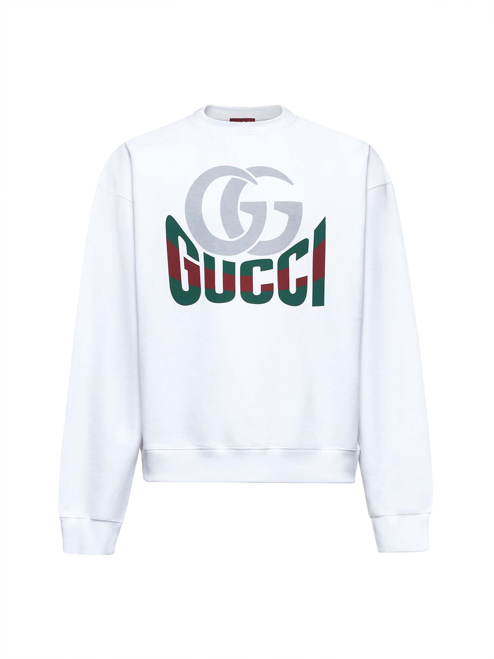 Gucci Men White Printed Jersey Sweatshirt - 1