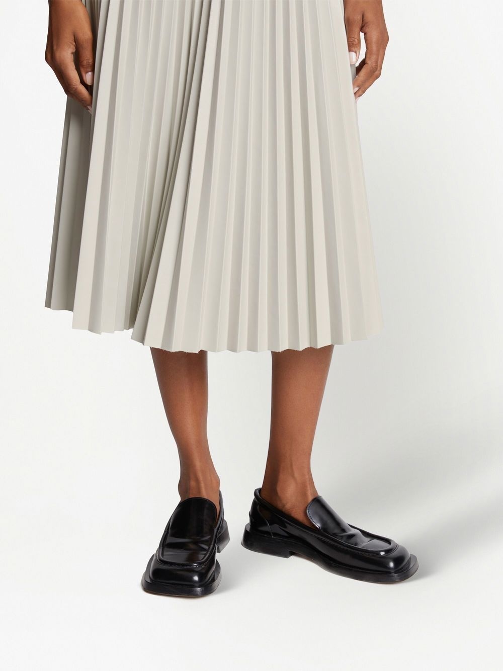 pleated faux-leather skirt - 5