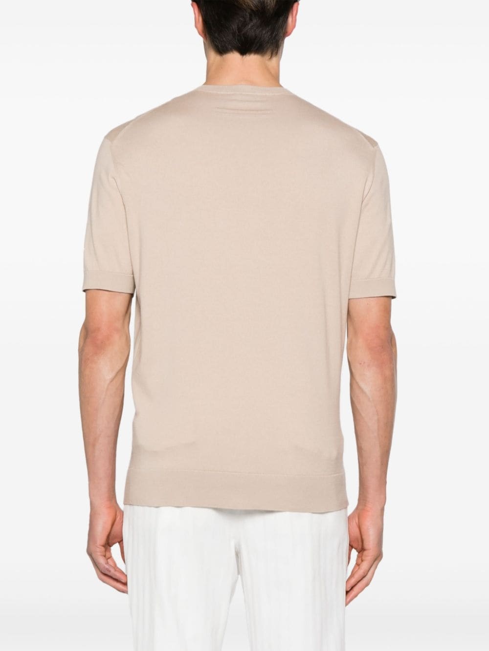 crew-neck knitted cotton T-shirt - 4